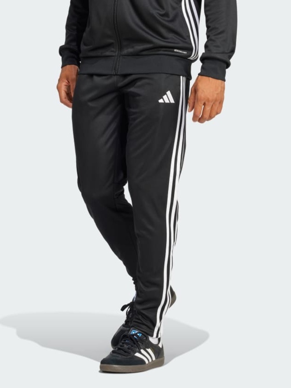 adidas Black Track Pants with White Side Stripes